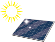 太陽とソーラーパネルのイメージ画像です